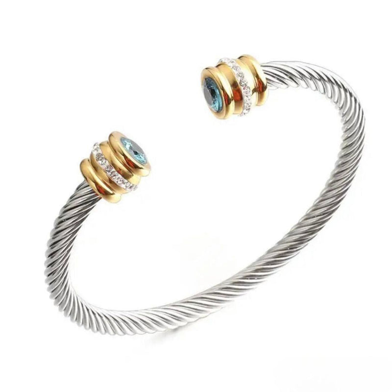 Crystal Stone Stainless Steel Cuff