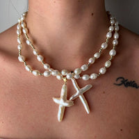 Cross Baroque Pearl Necklace