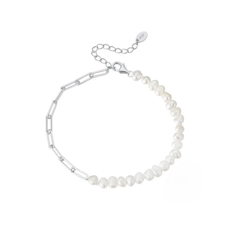 Freshwater Baroque Pearl Link Chain Adjustable Bracelet