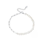 Freshwater Baroque Pearl Link Chain Adjustable Bracelet