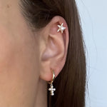 Freshwater Pearl Cross Gold Earrings