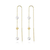 Freshwater Pearl Drop Chain Gold Earrings