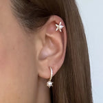 Freshwater Pearl Huggie Hoop Diamond Earrings