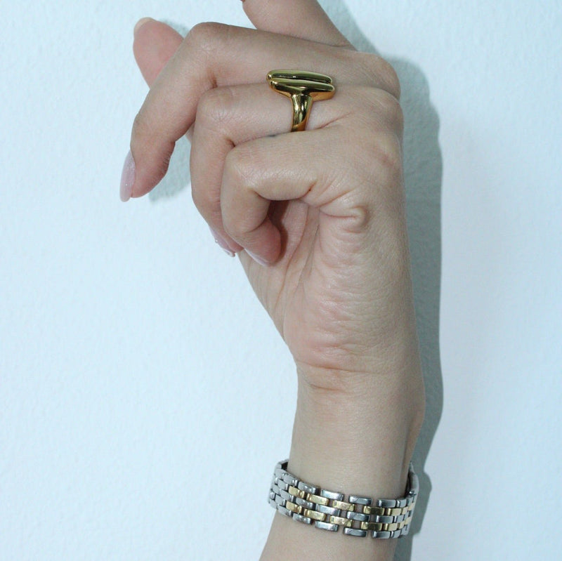 Golden Double Bar Ring