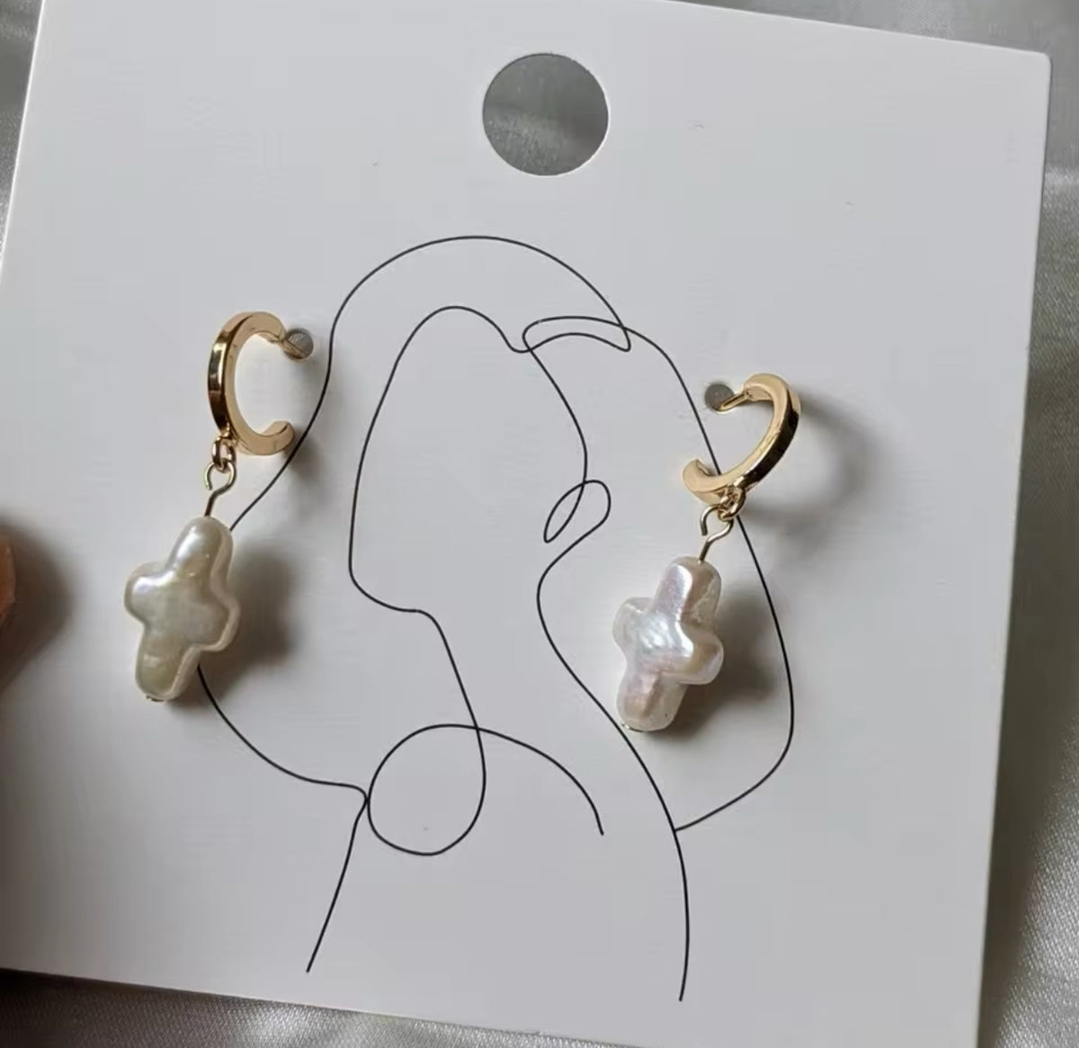 Cross Pearl Earrings