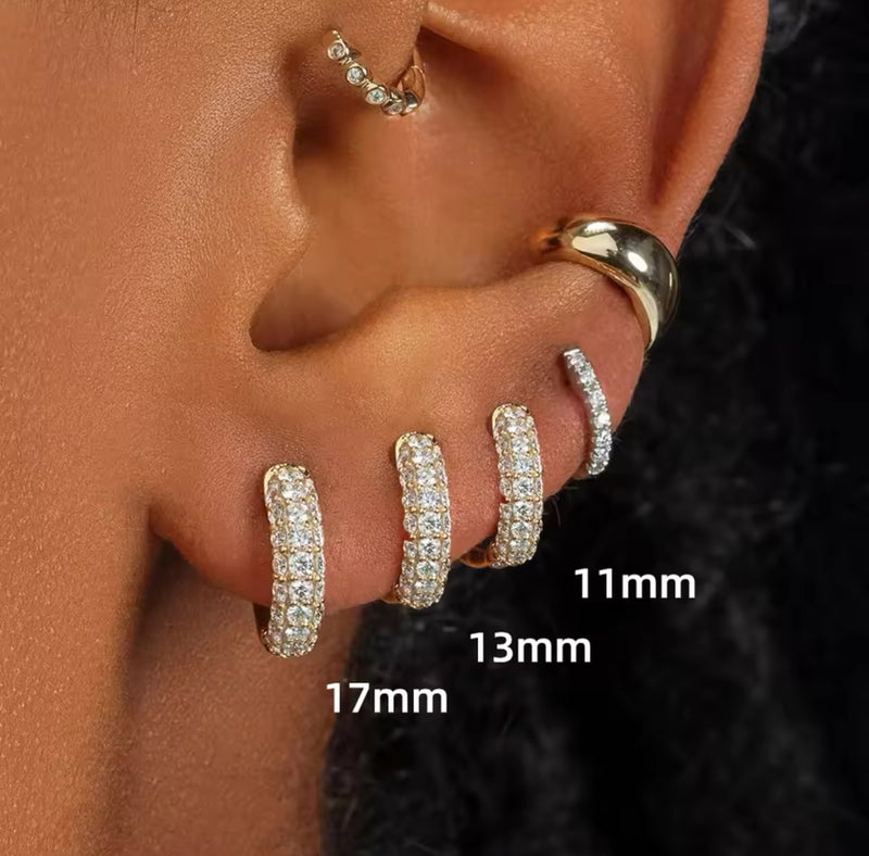 CZ Diamond Hoop Earring Set