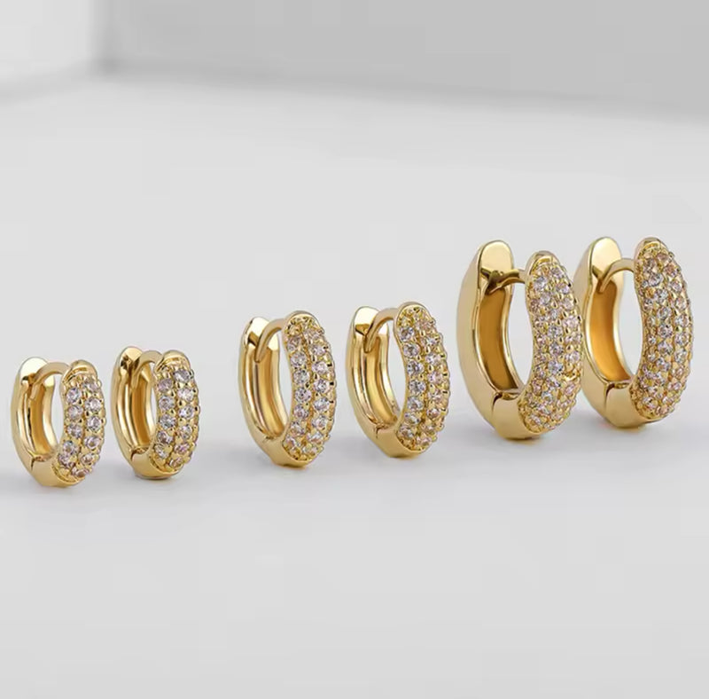 CZ Diamond Hoop Earring Set