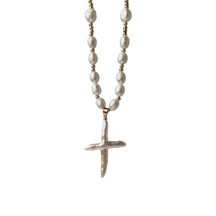 Cross Baroque Pearl Necklace