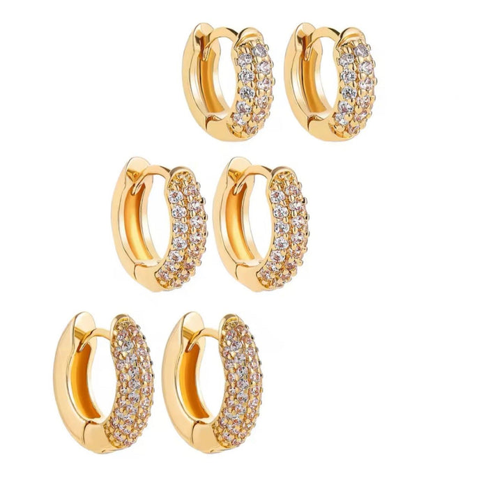 CZ Diamond Hoop Earring Set