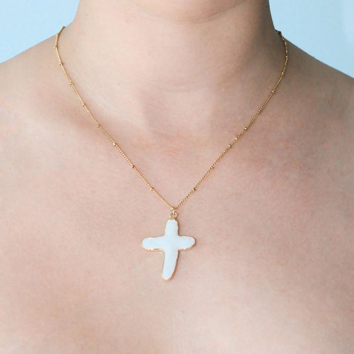 Pearl Cross Pendant Necklace