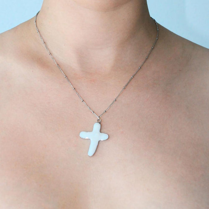 Pearl Cross Pendant Necklace