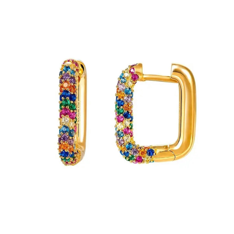 Square Rainbow Hoop Earrings