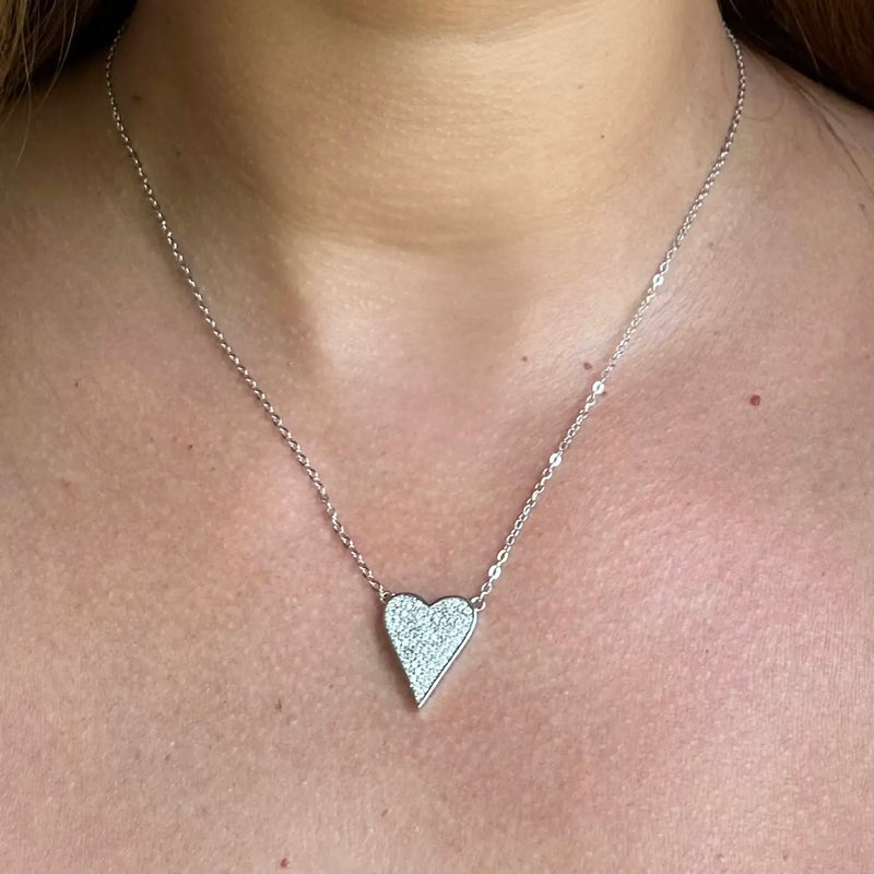 Sterling Silver Diamond Heart Necklace