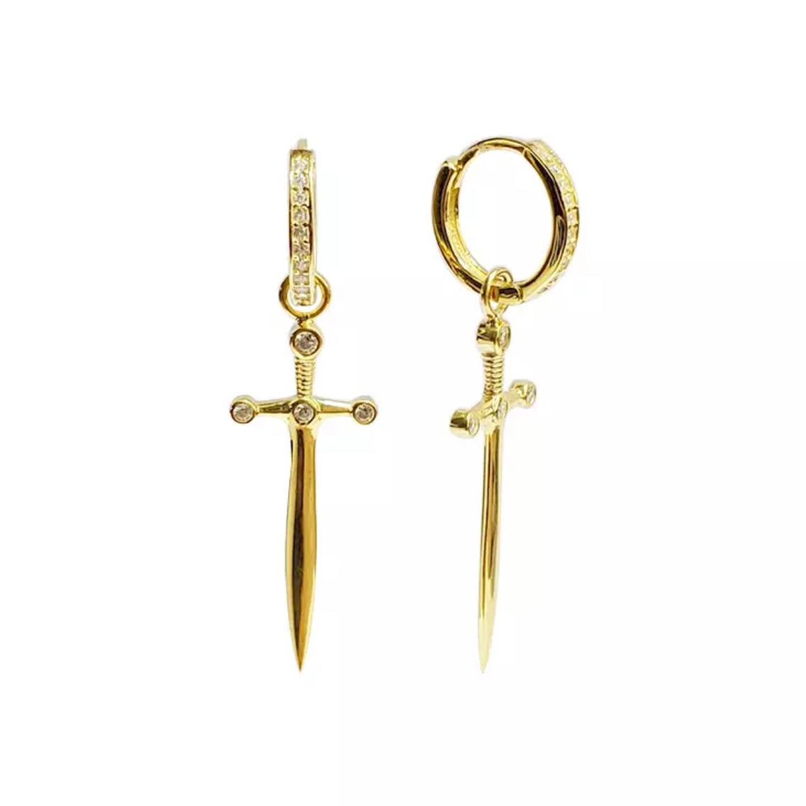 Iced Sword Hoop Earrings