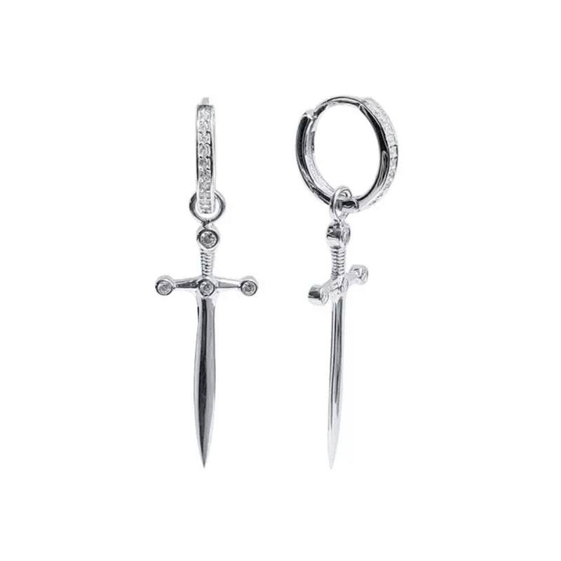 Iced Sword Hoop Earrings